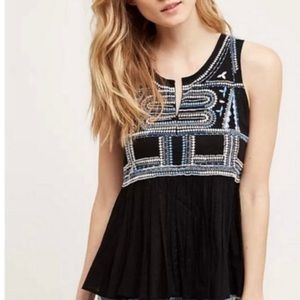 Chloe Oliver( Anthropologie) black embroidered tank blouse. Size small